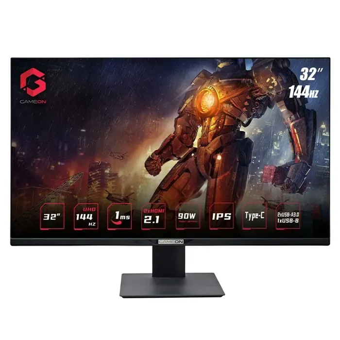 GAMEON 32inch UHD, 144Hz 1ms (3840x2160) 4K Flat IPS 90W, HDMI