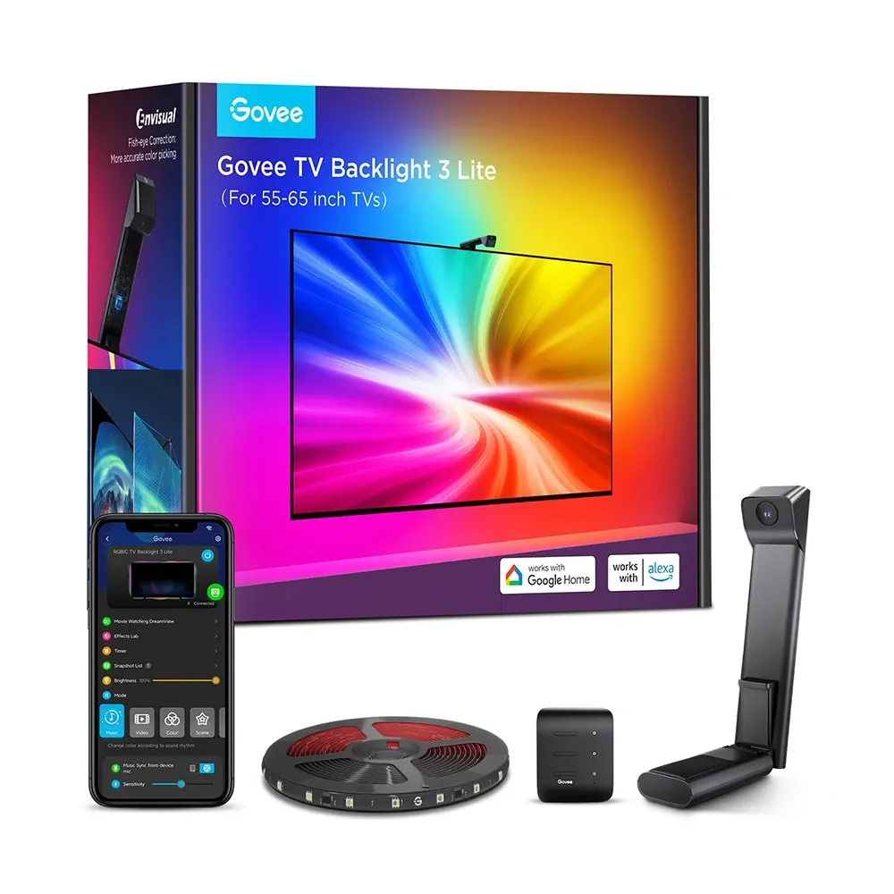 Govee TV バックライト 3 ライト キット (55～65 インチ TV) Govee TV Backlight 3 Lite Kit with Strip Light and Light