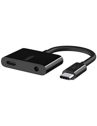 BELKIN ROCKSTAR AUDIO+USB-C CHARGE ADAPTER BLACK