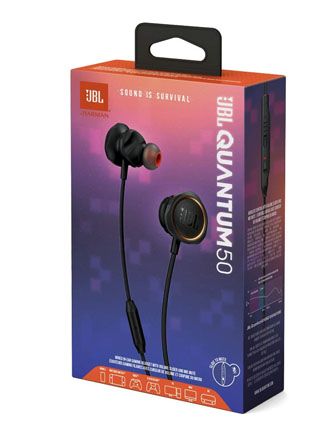 JBL Quantum 50 Wired in-ear gaming headset with volume slider and
