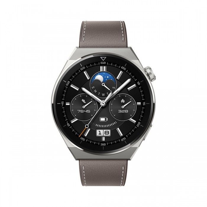 Huawei Watch GT3 Pro ODIN B19V Smartwatch Gray Leather Strap 46mm