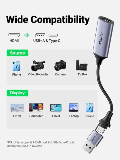 Usb C Video Input Card For Pc Shop Ugreen Hdmi To Usb-c Video 4k
