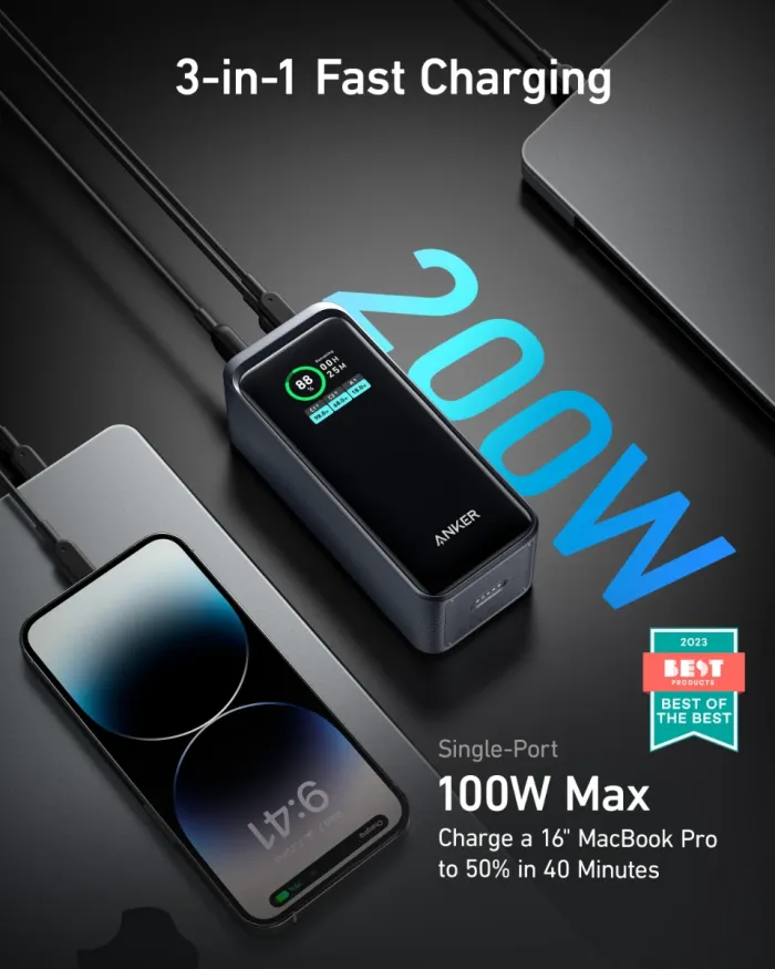 Anker Prime 20,000mah Power Bank (200w) Series 7 -golden