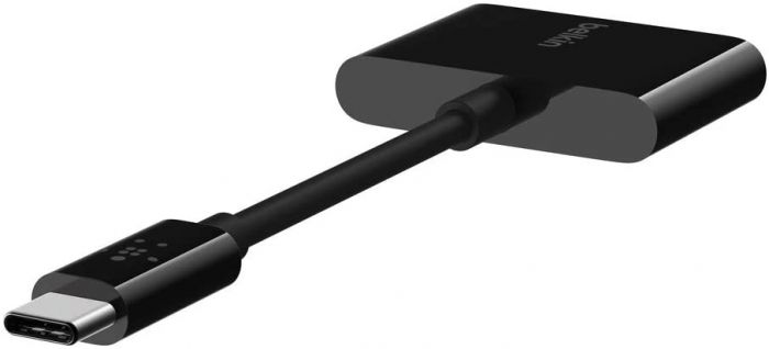 BELKIN ROCKSTAR AUDIO+USB-C CHARGE ADAPTER BLACK