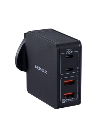 MOMAX ONE PLUG 4-PORT TYPE-C PD QC3.0 CHARGER 66W-BLACK