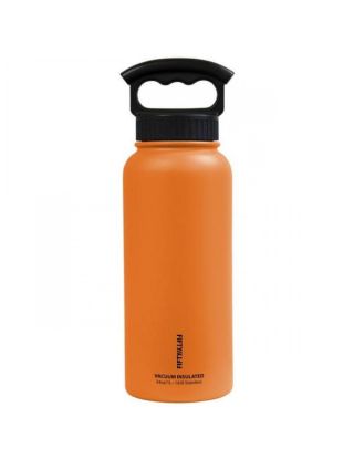Fifty Fifty 34oz Insulated Bottle with Wide Mouth 3-Finger Lid - Orange