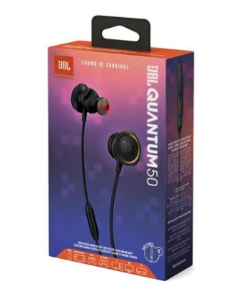 JBL Quantum 50 Wired in-ear gaming headset with volume slider and mic mute - Black