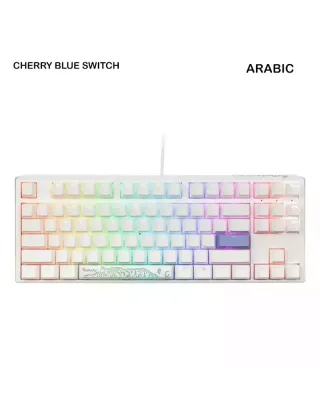Ducky One 3 Classic pure White Tkl Hot-swap Rgb 80% Mechanical Keyboard Cherry Blue Switch - English/arabic