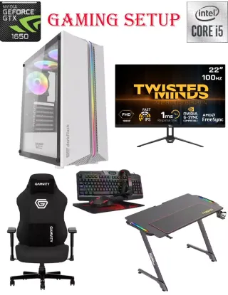 Darkflash Dk151 Intel Core I5-10th Gen Gaming Pc With 22-inch Monitor / Desk / Chair And Gaming Kit Bundle Offer
