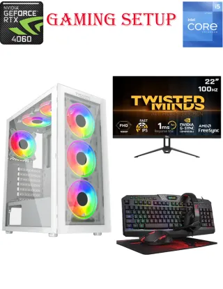 Twisted Minds Intel Core I5-12th Gen Gaming Pc With Monitor And Gaming Kit Bundle Offer - White