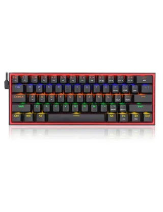 Redragon Fizz K617 Rgb Usb Mini Mechanical Gaming Keyboard Red Switch 61 Keys Wired Detachable Cable