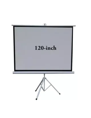 شاشة عرض محمولة مع حامل ثلاثي مقاس 120 بوصة (أبيض غير لامع)