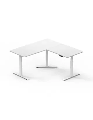 شكل مريح طاولة الأثاث الحديثة ارتفاع كهربائي قابل للتعديل 3 أرجل للوقوف المريح علي شكل حرف L من شركة GAMVITY الحجم  (1000X1750MM) اللون الأبيض