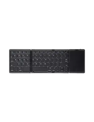 Foldable Bluetooth Keyboard With Touchpad - Portable And Rechargeable Multi-device Keyboard For Travel And Work