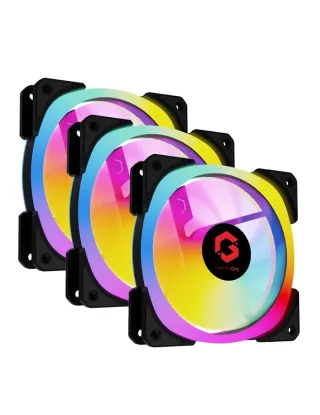 Gameon U-2 Falcon G2 Case Fan - Black, 3 Pack (Fixed Rgb With Molex 4 Pin Connection)