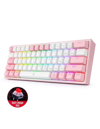 Redragon Fizz Rgb Wired Mechanical Gaming Keyboard Dust Proof Red - White/pink