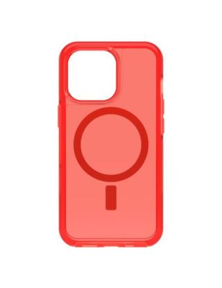 جراب SYMMETRY لهاتف ايفون 13 برو ماكس من شركة اوتر بوكس متوافق مع الماج سيف اللون الشفاف الأحمر