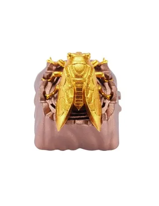 ZomoPlus Customized 3D GOLDEN CICADA Cherry MX Switches And Clones, Game And Movie Theme Metal Keycap With CNC Engraving (1u Size) For Mechanical Gaming Keyboard - Golden