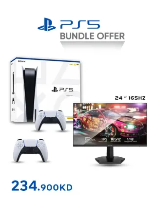 Sony Playstation 5 Console With Gaming Monitor 24" + Wireless Controller Bundle Kit Offer