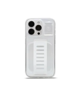 جراب مع مسند لهاتف آيفون 15 برو من شركة جريب 2 يو بوست اللون الشفاف