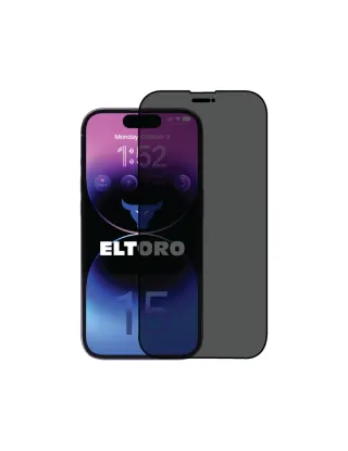 حماية شاشة لجهاز ايفون 15 من شركة  ELTORO مزدوج قوي حماية PRIVACY اللون الأسود