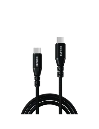 Eltoro Kevlar Cable Usb-c To Usb-c 60w - 1m With Nylon Pp Yarn Jacket - Black