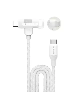 Momax 1-link Flow Duo 2-in-1 Usb-c To Lightning Braided Cable (1.5m) - White