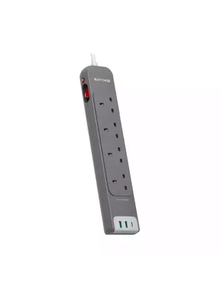 Ravpower Rp-pc1039 4 Outlets Power Strip Gray Uk Version 3m With Usb Port