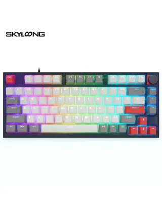 Skyloong Gk75 Wired - Grey-white-red (Mechanical & Hot-swappable Knob) Gaming Keyboard (Switch Red)