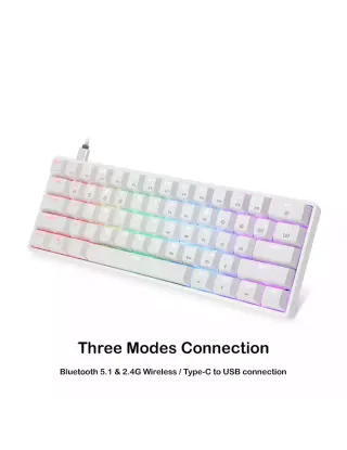 Skyloong Gk61 Three Modes Connection Abs White Mechanical Gaming Keyboard - Switches Yellow
