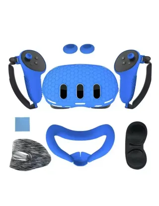 Silicone Kit 7 In 1 For Meta Quest 3 With Pp Bag - Blue