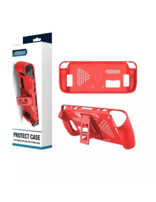 Anti Slip Protective Case With Stand For Steam Deck Console - Red