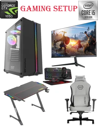 Darkflash Intel Core I5-10th Gen Gaming Pc With Monitor / Desk / Chair And Gaming Kit Bundle Offer