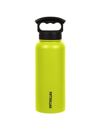 Fifty Fifty 34oz Insulated Bottle with Wide Mouth 3-Finger Lid - Lime Green