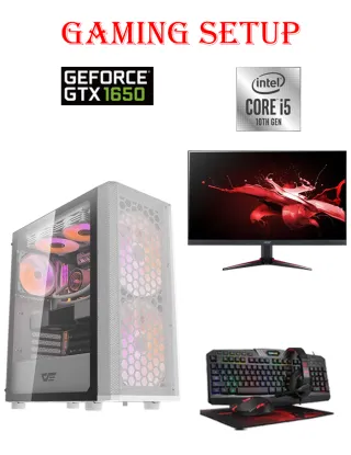 Darkflash Intel Core I5-10th Gen Gaming Pc With Monitor And Gaming Kit Bundle Offer - White