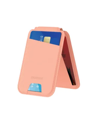 حامل بطاقات مغناطيسية بمحفظة واحدة من شركة موماكس مع استاند اللون الوردي
