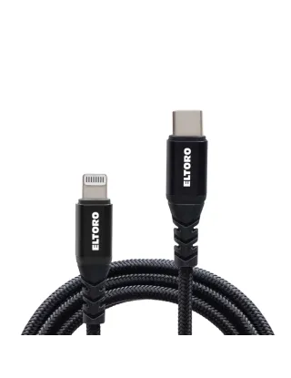 Eltoro Kevlar Cable Usb-c To Lightning 1m With Nylon Pp Yarn Jacket - Black