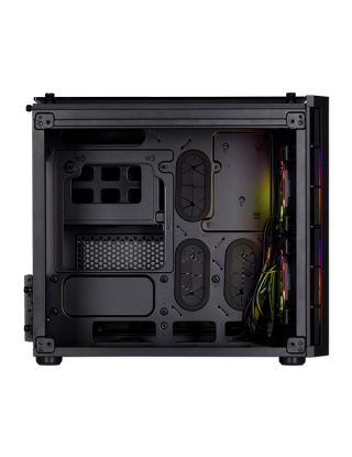 كيس كمبيوتر كريستال 280X  من شركة كورسير به اضاءه ار جي بي اللون الأسود