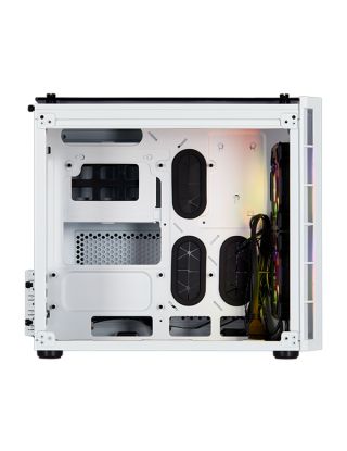كيس كمبيوتر كريستال 280X من شركة كورسير به اضاءه ار جي بي اللون الأبيض