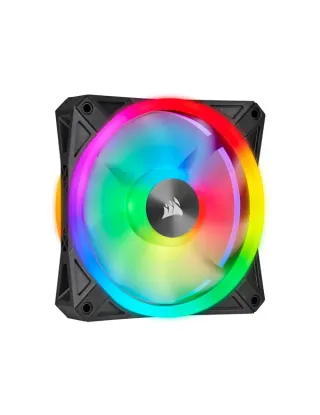 مروحة من سلسلة اي كيو من كورسير اضاءة ملونة RGB اي كيو QI140 مقاس 140 ملم اللون الأسود