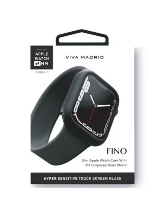 حافظة شاشة VIVA MADRID FINO رفيعة مع درع زجاجي لساعة ابل سيريس7 مقاس 45 ملم اللون الأسود