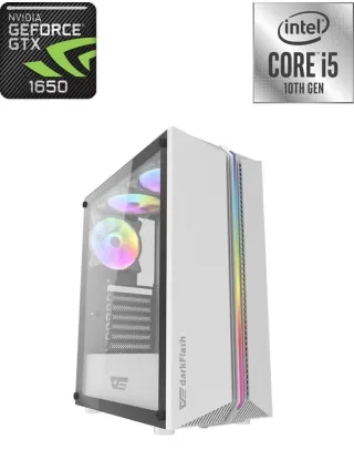 Darkflash Dk151 Intel Core I5-10400f (10th Gen) Rgb Mid Tower Gaming Pc - White