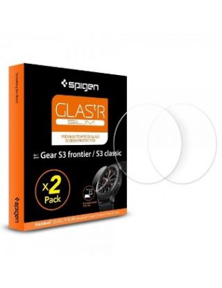 غلاستر سليم واقي شاشة لساعة سبيجن سامسونج جالكسي Gear S3 -مجموعة من 2 قطع