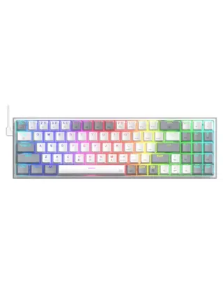 Redragon K628 Pollux 75% Wired RGB Gaming Keyboard Red Switch - White & Grey