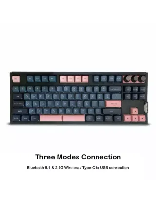 لوحة مفاتيح الألعاب  SKYLOONG GK87  كيبورد MECHANICAL بثلاثة أوضاع اتصال باللون الأزرق والوردي = سويتش باللون الأزرق