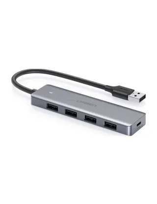 Ugreen USB HUB - 4x USB 3.2 Gen 1 with micro USB power port - gray