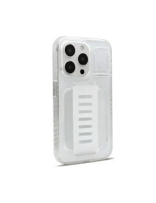جراب مع مسند لهاتف آيفون 15 برو من شركة جريب 2 يو بوست اللون الشفاف