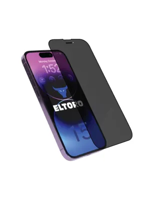 حماية شاشة لجهاز ايفون 15 برو من شركة  ELTORO مزدوج قوي حماية PRIVACY اللون الأسود