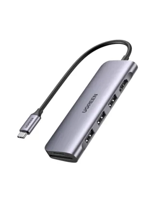 UGreen 6 in 1 multifunctional USB HUB Type C - 3x USB 3.2 Gen 1 / HDMI 4K 60Hz / SD and TF card Reader Gray