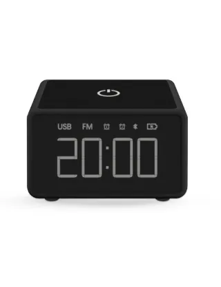ساعة رقمية + شاحن لاسلكي + مكبر صوت + راديو من شركة جوي اللون الأسود
